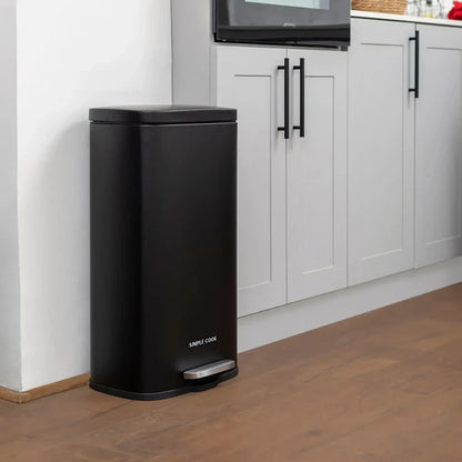 Basurero 30L con Pedal Negro Mate SIMPLECOOK