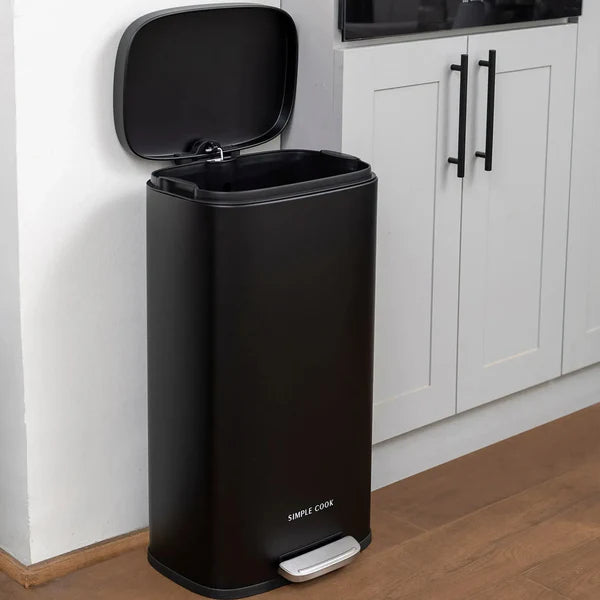 Basurero 30L con Pedal Negro Mate SIMPLECOOK