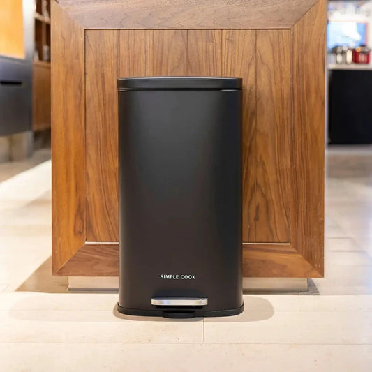 Basurero Con Pedal Negro Mate 30 Lts Simple Cook