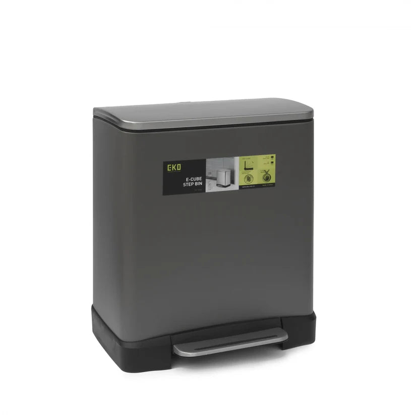 Basurero 20L con Pedal Antihuellas Soft Grey EKO