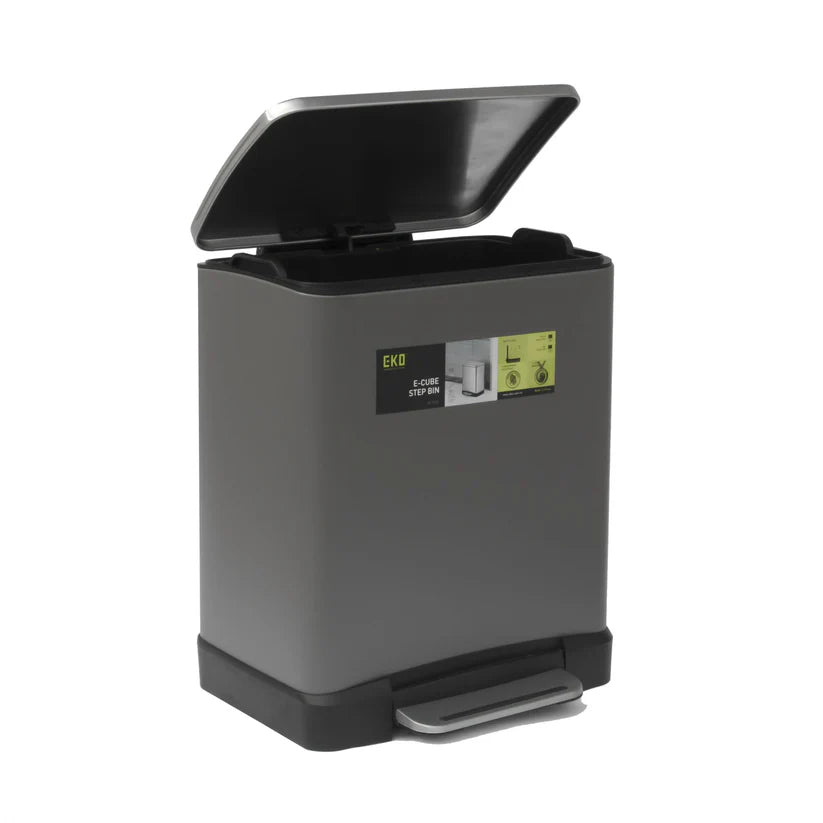 Basurero 20L con Pedal Antihuellas Soft Grey EKO