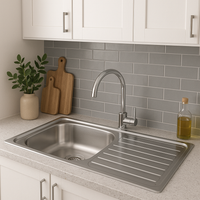 Lavadero de Cocina Sobre Tablero Acero Inox Elegance 1C+E FDV