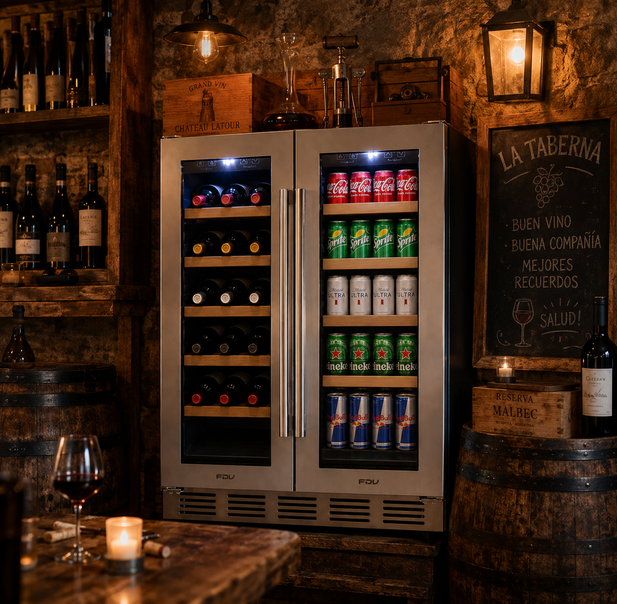 Cava de Vinos 20 Botellas + 50 Latas Dual Elite FDV