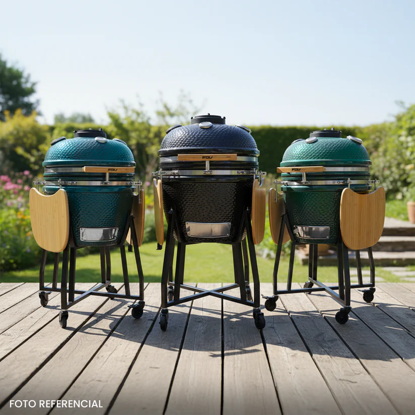 Combo Parrilla Kamado Tokio 22" Azul FDV + Rosticero para Parrilla Kamado 22" Katana FDV
