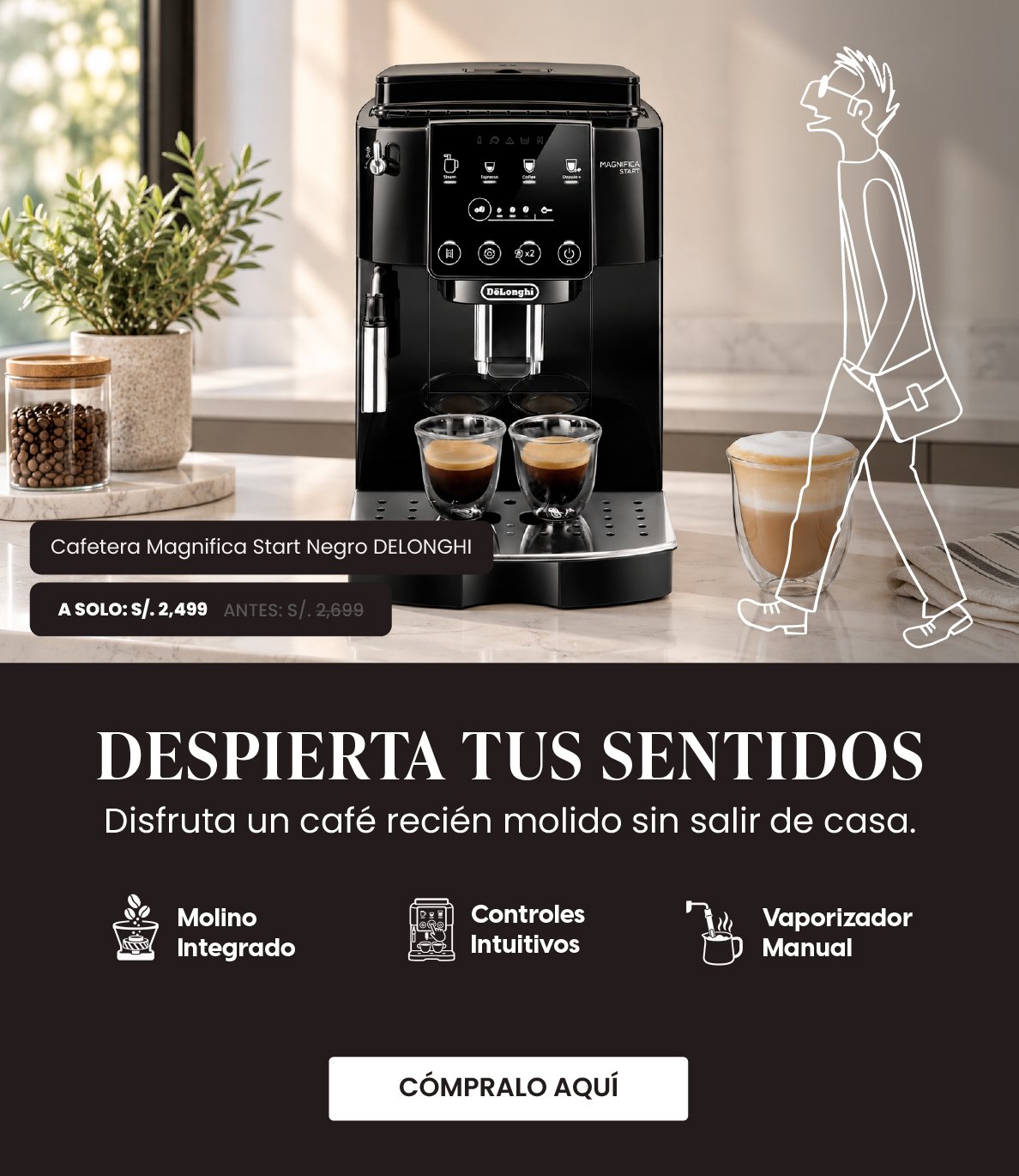 Cafetera Superautomática Magnifica Start Negro De'Longhi