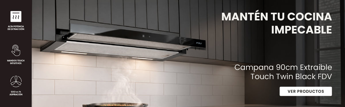 Campana Extractora 90cm Extraíble Touch Twin Black FDV