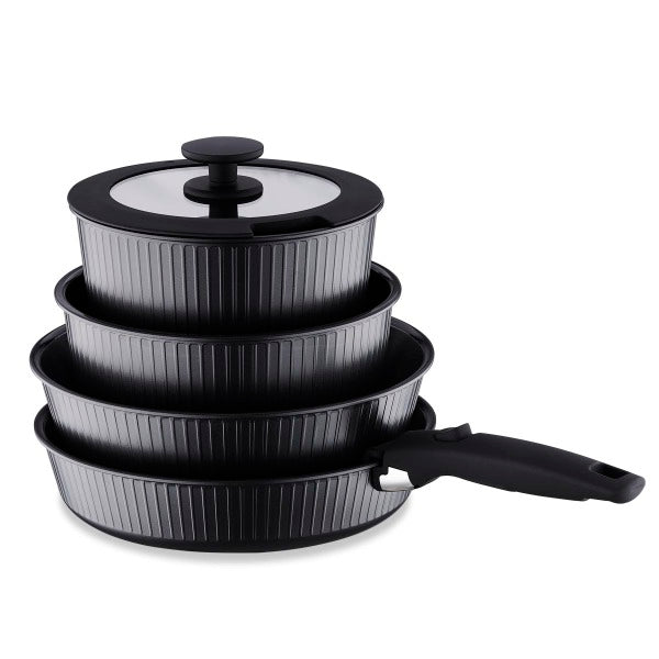 Juego de Ollas 8 Piezas Nova Pratika Black A2792 KORKMAZ
