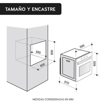 Horno Empotrable a Gas Electrico Híbrido White Air Fryer 80L GLP-GN FDV