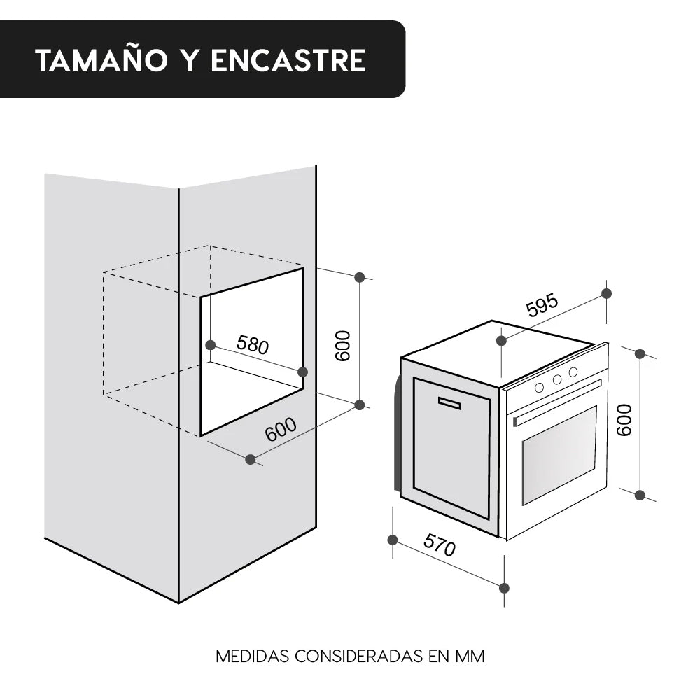 Horno Empotrable Eléctrico 80L Design FDV