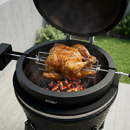 Combo Parrilla Kamado Tokio 22" Azul FDV + Rosticero para Parrilla Kamado 22" Katana FDV