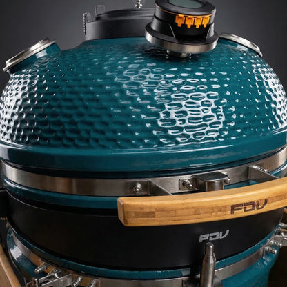 Combo Parrilla Kamado Tokio 22" Azul FDV + Rosticero para Parrilla Kamado 22" Katana FDV