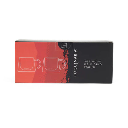 Combo Cafetera Delicato Inox + Set 2 Mugs de Vidrio 250Ml FDV