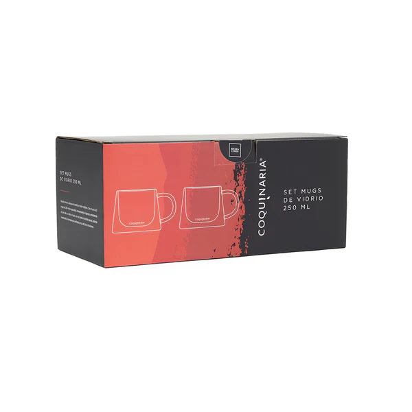 Combo Cafetera Delicato Inox + Set 2 Mugs de Vidrio 250Ml FDV