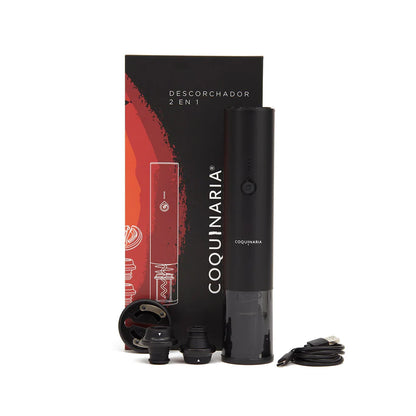 Descorchador de Vinos y Bomba al Vacío 2 en 1 + 2 Tapones COQUINARIA