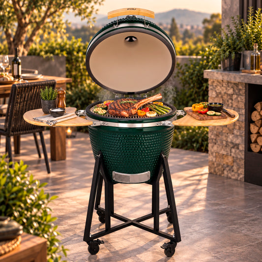 Combo Parrilla Kamado Tokio 23" Verde + Cava de Vinos 12 Botellas Digital FDV
