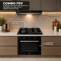 Tricombo Campana EasyFlow Black 2.0 + Encimera Onix 60 2.0 + Horno Black 80L FDV