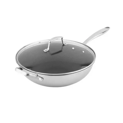 Sarten Wok 30cm Acero Inoxidable con Tapa Tokio SIMPLE COOK