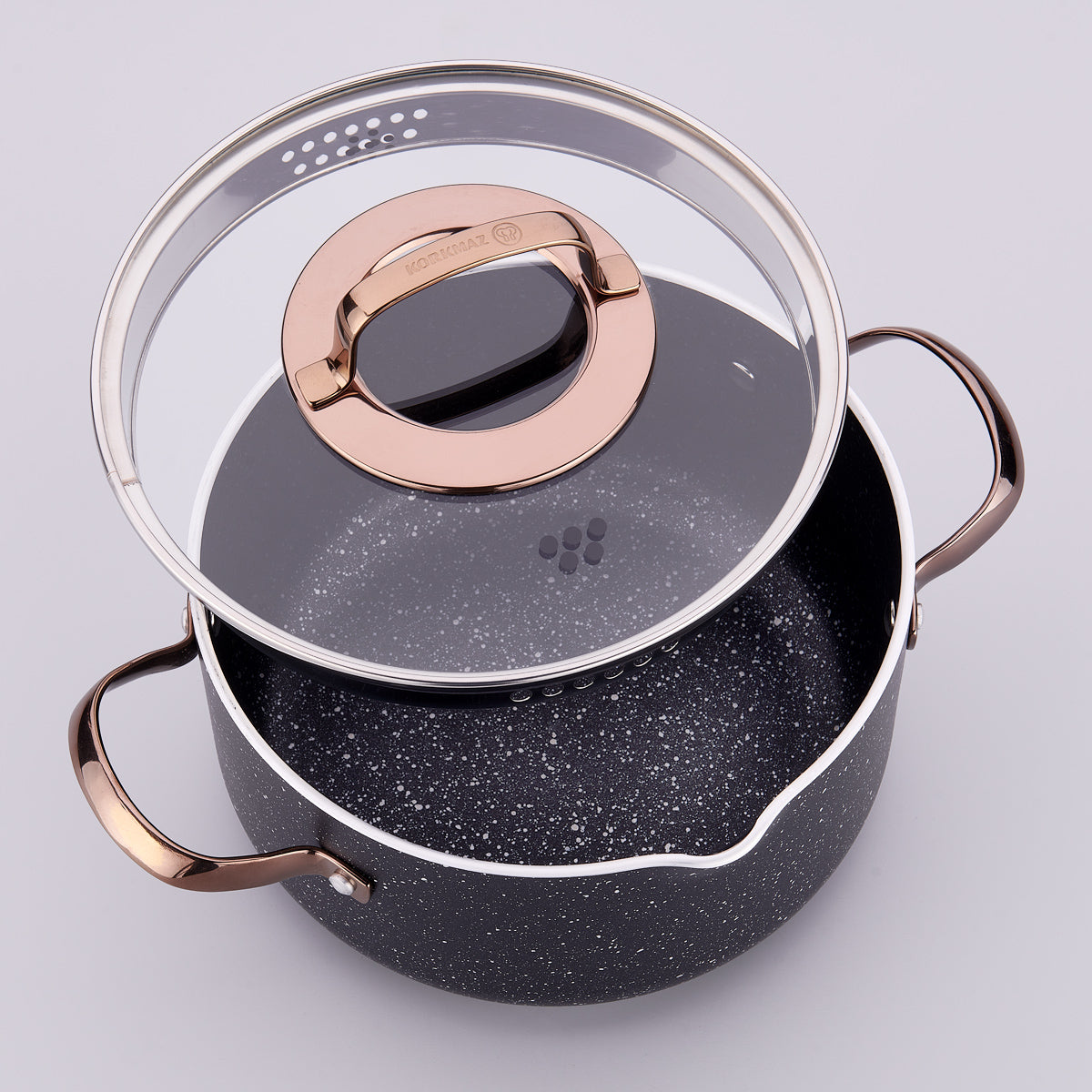 Juego de Ollas 7 Piezas Galaksi Rose Gold A1372 KORKMAZ