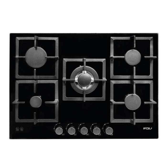 Encimera a Gas 5 Quemadores 70cm Black FDV